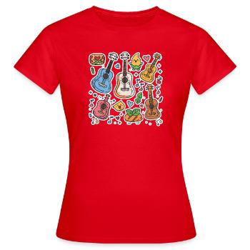 Style de bande dessinée au ukulélé - T-shirt Femme - rouge - Devant - AI Model Female 172 dark (172cm)