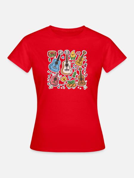 Ukulele Cartoon Stil - Frauen T-Shirt - Rot