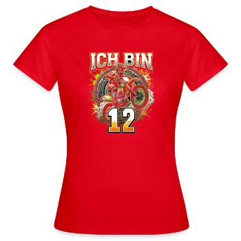 Ich bin 12 Motocross Fahrer - Frauen T-Shirt - Rot - Vorne - AI Model Female 172 dark (172cm)