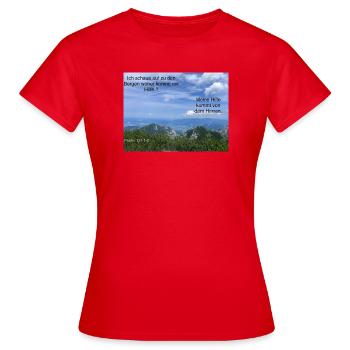 Bergblick Psalm Vertrauen - Frauen T-Shirt - Rot - Vorne - AI Model Female 172 dark (172cm)