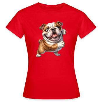 Fröhliches Bulldoggenmotiv - Frauen T-Shirt - Rot - Vorne - AI Model Female 172 dark (172cm)