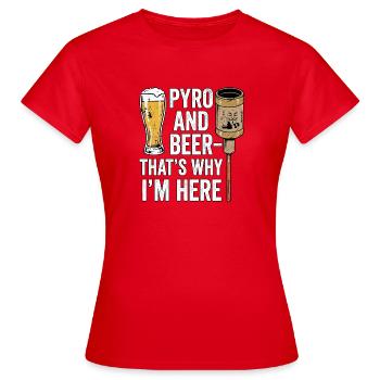 Pyro Und Bier - Frauen T-Shirt - Rot - Vorne - AI Model Female 172 dark (172cm)