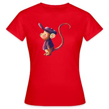 Singe aquarelle avec bonnet - T-shirt Femme - rouge - Devant - AI Model Female 172 dark (172cm)
