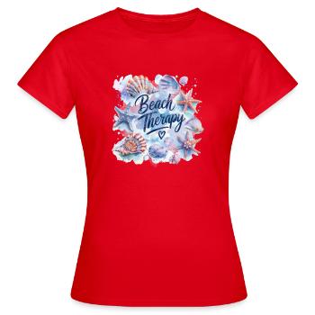 Beach Therapy – Muscheln & Seesterne Design - Frauen T-Shirt - Rot - Vorne - AI Model Female 172 dark (172cm)