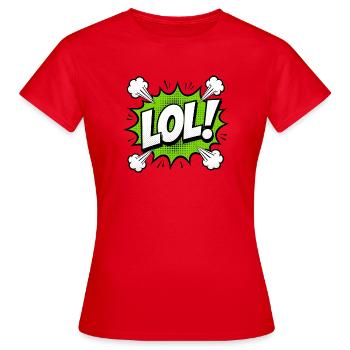 LOL Pop Art Speech Bubble Comic Sprechblase Grün - Frauen T-Shirt - Rot - Vorne - AI Model Female 172 dark (172cm)