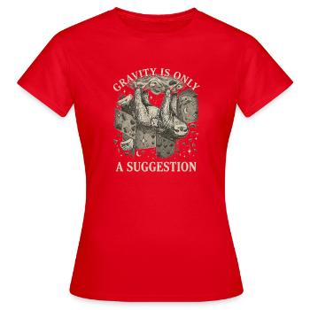 La gravité des boulderers n’est qu’une suggestion - T-shirt Femme - rouge - Devant - AI Model Female 172 dark (172cm)