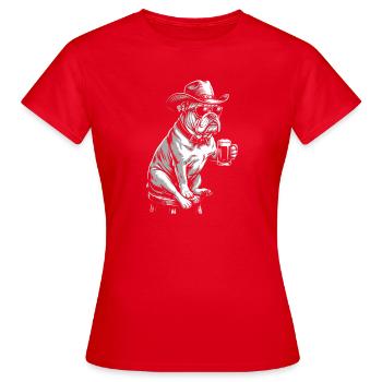 Chien de Cowboy Bière Bouledogue drôle - T-shirt Femme - rouge - Devant - AI Model Female 172 dark (172cm)