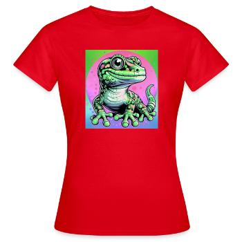 Gecko - Frauen T-Shirt - Rot - Vorne - AI Model Female 172 dark (172cm)