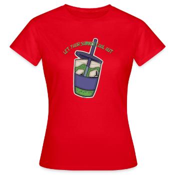 Autocollant de boisson fraîche d’été - T-shirt Femme - rouge - Devant - AI Model Female 172 dark (172cm)