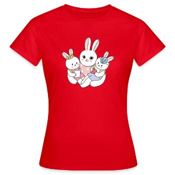 Süße Hasenfamilie mit Kindern Cartoon - Frauen T-Shirt - Rot - Vorne - AI Model Female 172 dark (172cm)