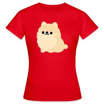 Petit poméranien pastel - T-shirt Femme - rouge - Devant - AI Model Female 172 dark (172cm)