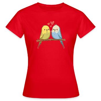 Wellensittiche - Frauen T-Shirt - Rot - Vorne - AI Model Female 172 dark (172cm)