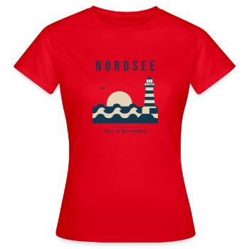 Nordsee Salz In Den Haaren Küste Meer - Frauen T-Shirt - Rot - Vorne - AI Model Female 172 dark (172cm)