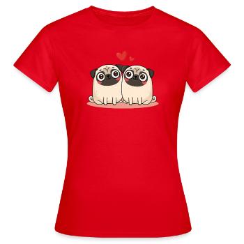 Mopspaar Mops - Frauen T-Shirt - Rot - Vorne - AI Model Female 172 dark (172cm)