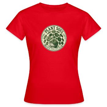 Plant Soul – Vintage Pilea Pflanzen Design - Frauen T-Shirt - Rot - Vorne - AI Model Female 172 dark (172cm)