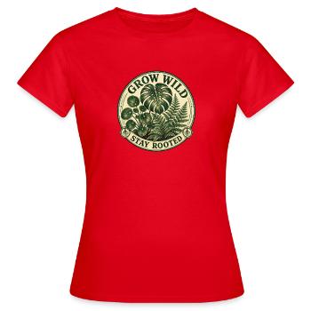 Grow Wild – Vintage Monstera Pilea Badge - Frauen T-Shirt - Rot - Vorne - AI Model Female 172 dark (172cm)