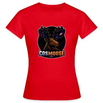 COSMOOSE – Kosmischer Elch mit Sterngeweihen - Frauen T-Shirt - Rot - Vorne - AI Model Female 172 dark (172cm)