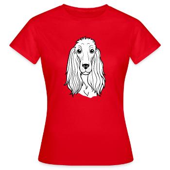 Windhund (Comic-Porträt/ Schwarzweiß) - Frauen T-Shirt - Rot - Vorne - AI Model Female 172 dark (172cm)