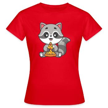 Raccoon Pizza Pal - Women's T-Shirt - red - Front - AI Model Female 172 dark (172cm)