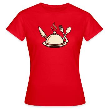 Kochkunst Dampf mit Besteck - Frauen T-Shirt - Rot - Vorne - AI Model Female 172 dark (172cm)