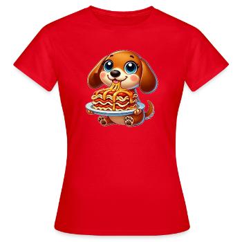 Lustiger Dackel Lasagne Italienische Küche Hund - Frauen T-Shirt - Rot - Vorne - AI Model Female 172 dark (172cm)