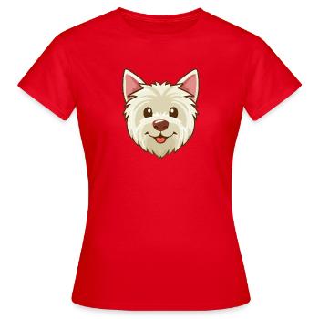 White Dog (Comic Portrait) - Women's T-Shirt - red - Front - AI Model Female 172 dark (172cm)