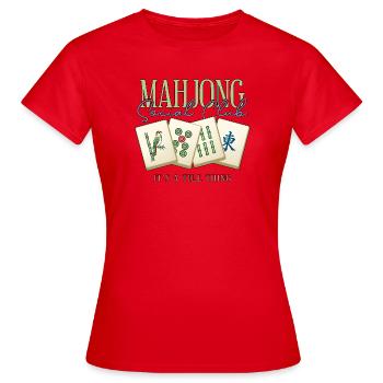 Mahjong Social Club Club Fliesen-Ding - Frauen T-Shirt - Rot - Vorne - AI Model Female 172 dark (172cm)
