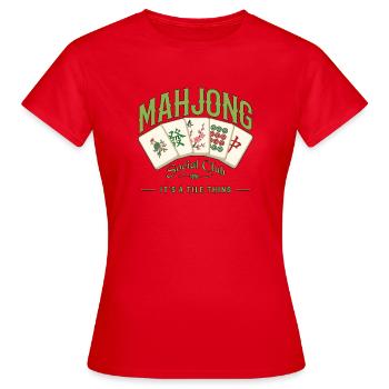 Mahjong-Spiel Sozialclub-Mahjong-Spieler - Frauen T-Shirt - Rot - Vorne - AI Model Female 172 dark (172cm)
