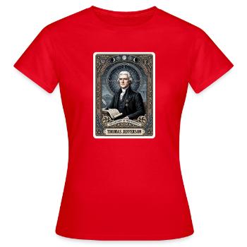 Thomas Jefferson Tarotkarte - Frauen T-Shirt - Rot - Vorne - AI Model Female 172 dark (172cm)