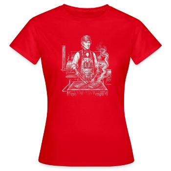 John Tyler beim BBQ-Grillen - Frauen T-Shirt - Rot - Vorne - AI Model Female 172 dark (172cm)