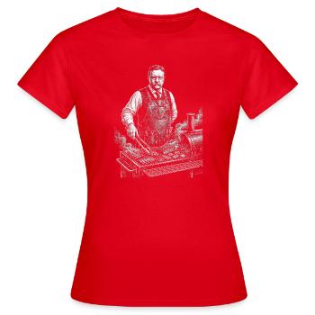 Theodore Roosevelt at the BBQ Grill - Women's T-Shirt - red - Front - AI Model Female 172 dark (172cm)