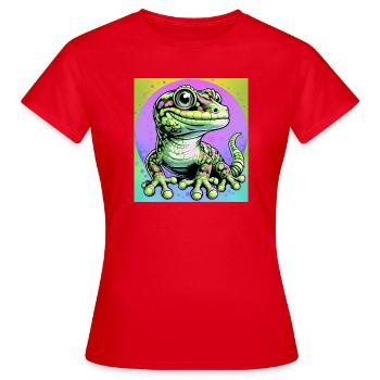 Gecko - Frauen T-Shirt - Rot - Vorne - AI Model Female 172 dark (172cm)