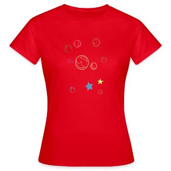 Skizzenplaneten und Sterne - Frauen T-Shirt - Rot - Vorne - AI Model Female 172 dark (172cm)