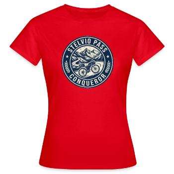 Stelvio Pass Conqueror Retro-Abzeichen - Frauen T-Shirt - Rot - Vorne - AI Model Female 172 dark (172cm)