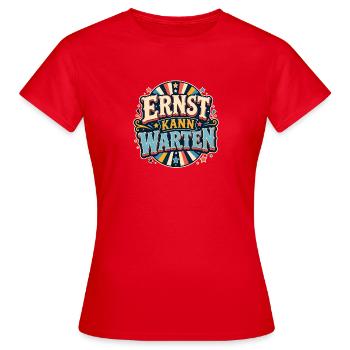 Ernst Kann Warten Vintage Banner - Frauen T-Shirt - Rot - Vorne - AI Model Female 172 dark (172cm)