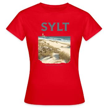 Sylt Premium | Affiche vintage de plage - T-shirt Femme - rouge - Devant - AI Model Female 172 dark (172cm)