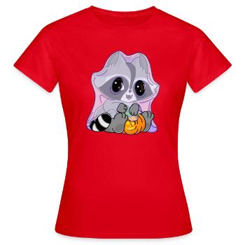 Snuggles the raccoon in ghost costume - Women's T-Shirt - red - Front - AI Model Female 172 dark (172cm)