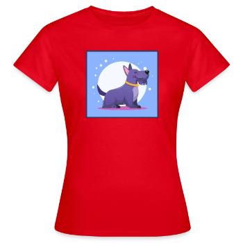 Lila Scottish-Terrier (Comic) - Frauen T-Shirt - Rot - Vorne - AI Model Female 172 dark (172cm)