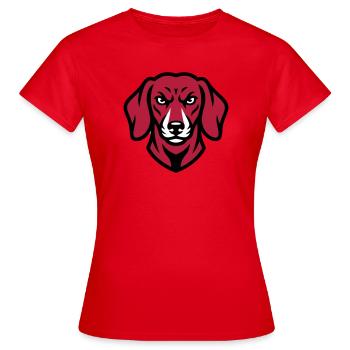 Dackel Maskottchen Logo - Frauen T-Shirt - Rot - Vorne - AI Model Female 172 dark (172cm)