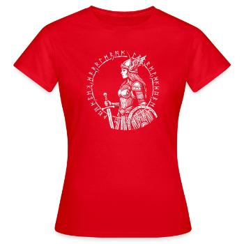 Schildmaid - Odin - Valhalla - Frauen T-Shirt - Rot - Vorne - AI Model Female 172 dark (172cm)