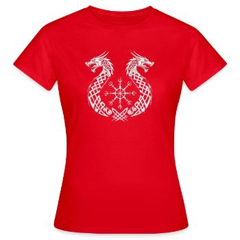 Drachen Vegvisir - Frauen T-Shirt - Rot - Vorne - AI Model Female 172 dark (172cm)