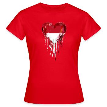 Monaco Tropfendes Herz in Rot-Weiß Flagge - Frauen T-Shirt - Rot - Vorne - AI Model Female 172 dark (172cm)