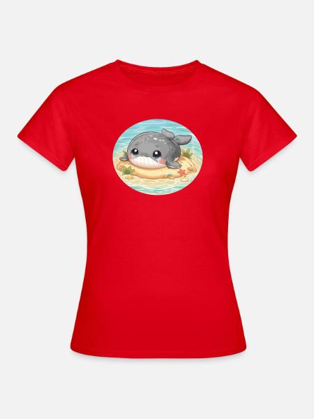 Wal auf Sandbank im Meer - Frauen T-Shirt - Rot