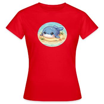 Wal auf Sandbank im Meer - Frauen T-Shirt - Rot - Vorne - AI Model Female 172 dark (172cm)