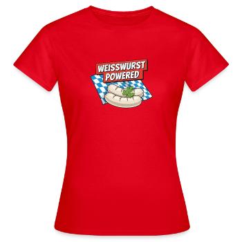 Weisswurst Powered - Frauen T-Shirt - Rot - Vorne - AI Model Female 172 dark (172cm)