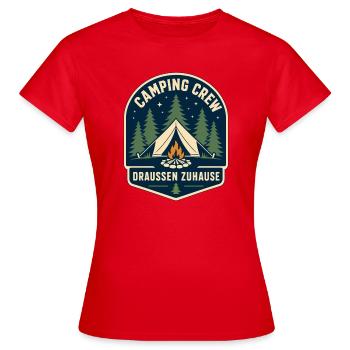 Camping Crew Draußen Zuhause - Frauen T-Shirt - Rot - Vorne - AI Model Female 172 dark (172cm)