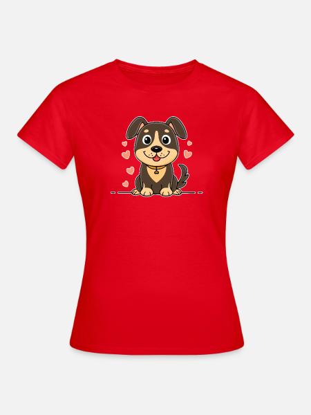 Kleines Hündchen mit Schlappohren (Comic) - Frauen T-Shirt - Rot