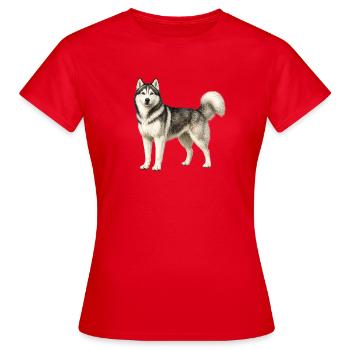 Husky Portrait im Nebel - Frauen T-Shirt - Rot - Vorne - AI Model Female 172 dark (172cm)