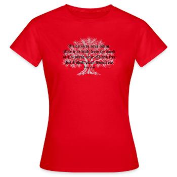 Gothic Tree of Ancient Script - Women's T-Shirt - red - Front - AI Model Female 172 dark (172cm)