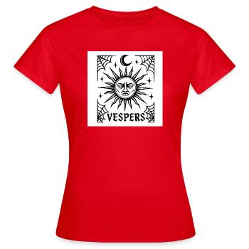 Tarot der Dämmerung – Gotische okkulte Linienkunst - Frauen T-Shirt - Rot - Vorne - AI Model Female 172 dark (172cm)